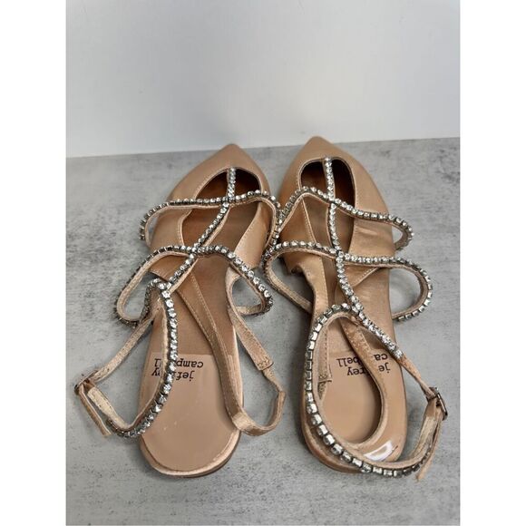 Jeffrey Campbell Flats Size 6 Pointed Toe Satin Finish Rhinestones - Picture 6 of 7